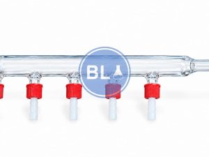 MANIFOLD 5 SALIDAS TIPO ROSCA VIDRIO BORO 3.3 40 a 45 CMS LARGO BOROLAB